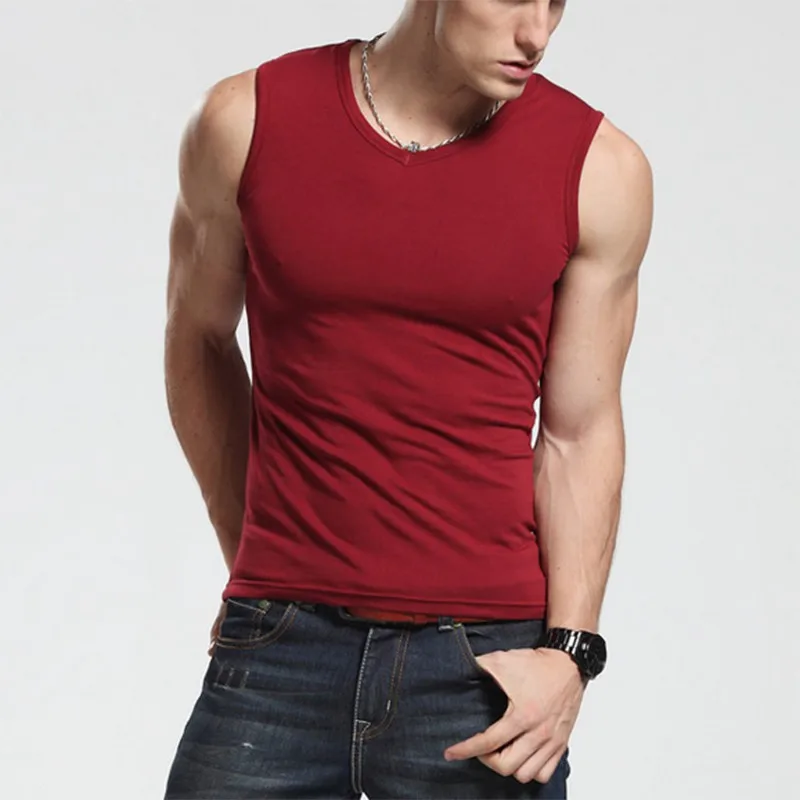 New Arrival 2018 Men's Vest Wide Shoulder V neck Men 's
