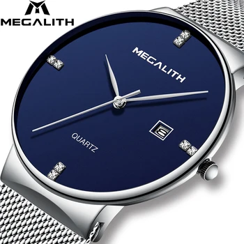 

MEGALITH Mens Watches Business Waterproof Stainless Steel Mesh Wrist Watches Gents Sport Simple Design Analogue Watches for Men