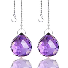 H& D Кристалл 30 мм стеклянный шар Призма 2 шт. ослепительный Кристалл Потолочный вентилятор вытяжной цепи фэншуй Suncatcher для окна, темно-фиолетовый