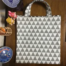 YILE 2 боковыми Годный к употреблению хлопковая тканевая сумка хозяйственная Сумка для документов Треугольники в виде геометрических фигур