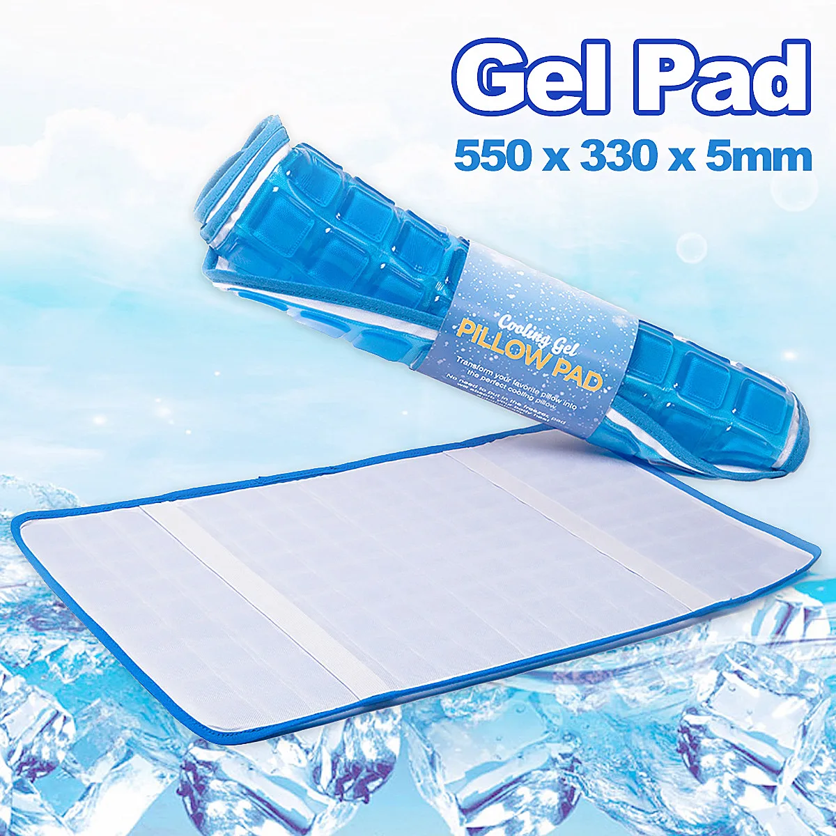 55x33cm Soft Silicone Gel Pillow Pad Chair Cushion Summer Cooling Sofa