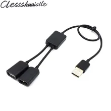 Wholesale Black USB 2.0 Dual Ports Hub Cable Bus power For Laptop Notebook PC & Mouse & Flash Disk