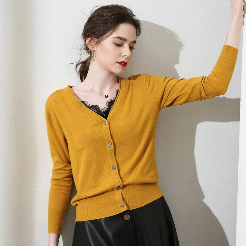 Women Cardigans Winter 100% Pure Wool Knit Sweaters Hot Sale 10Colors Woolen Jumpers Ladies Standad Clothes Tops Jackets |