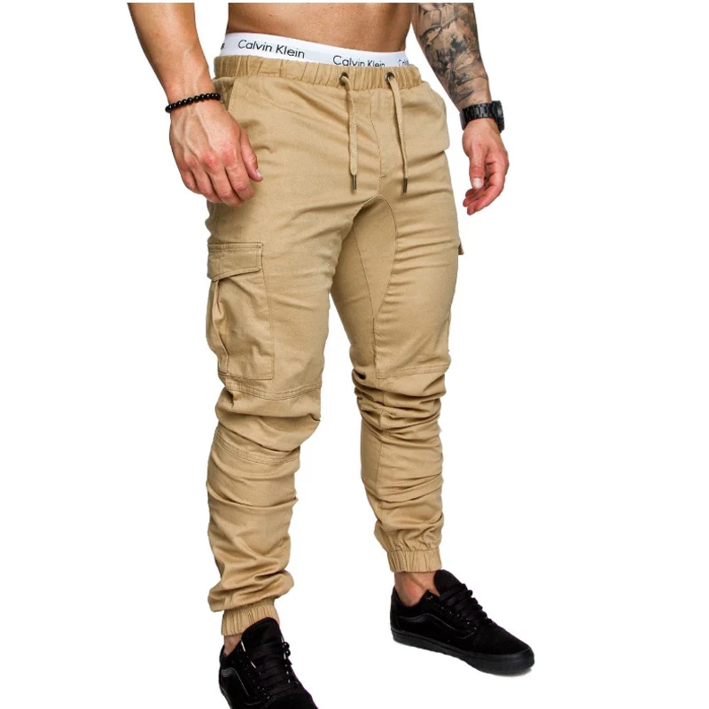 Летние Брендовые мужские брюки в стиле хип-хоп шаровары, штаны для бега брюки 2018 мужские брюки для бега твердые мульти-карманные брюки