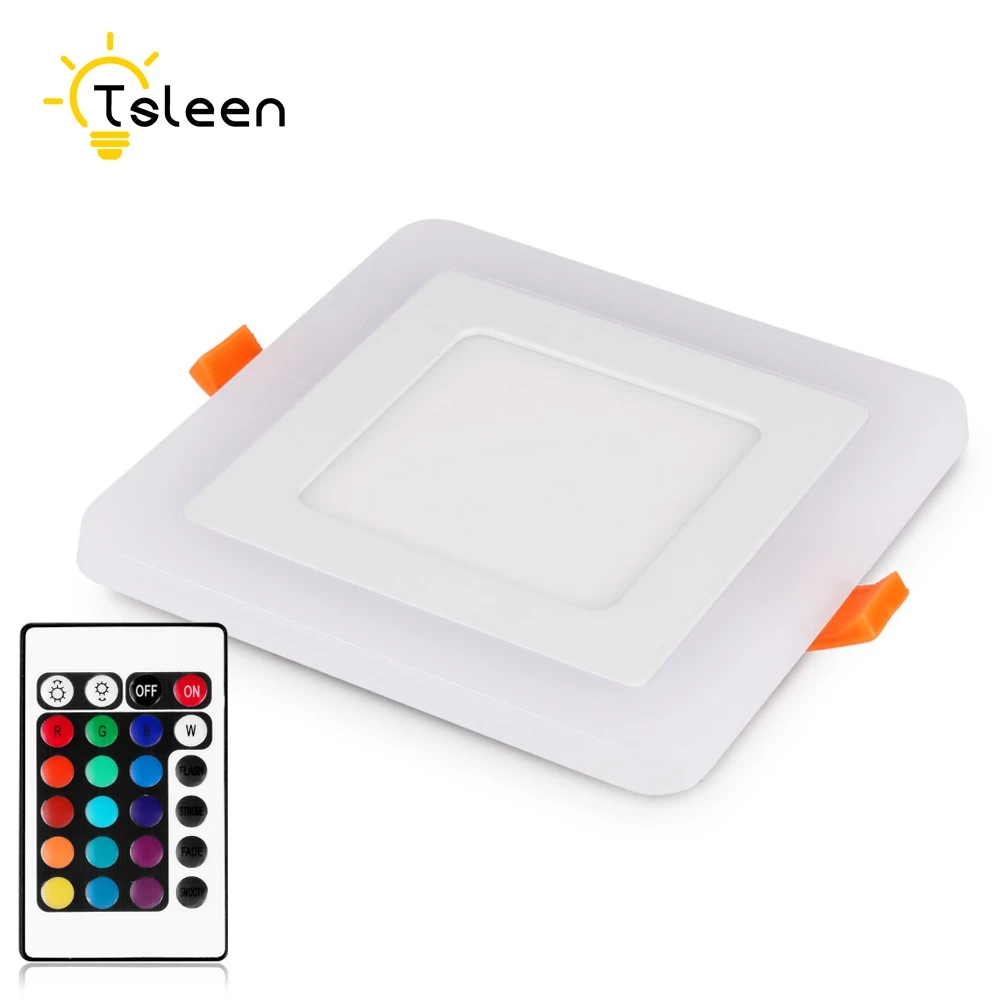 

TSLEEN LED Slim Recessed Panel Light RGB Cool White Ceiling Lamp Round Square 5W 9W 16W Lighting Downlight Home Bedroom Decor