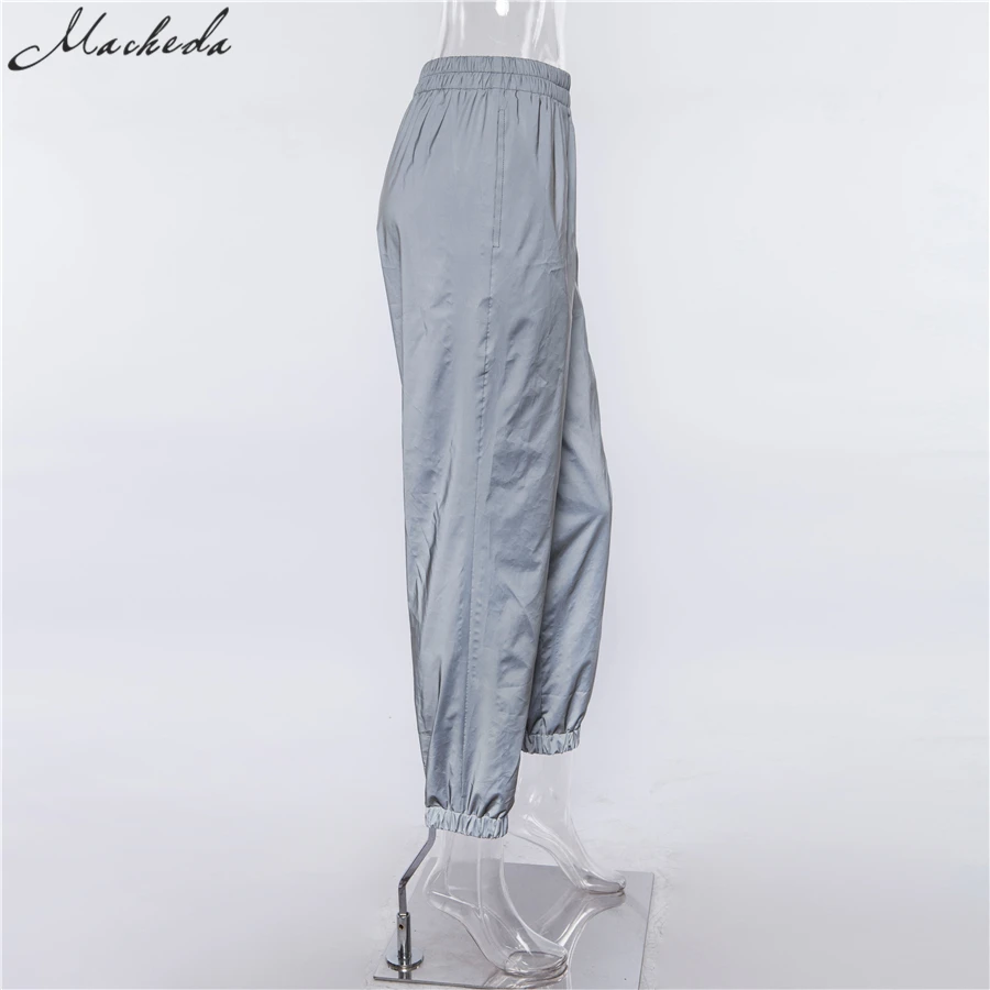 Macheda Новые женские летние широкие эластичные серые брюки длинные штаны для фитнеса