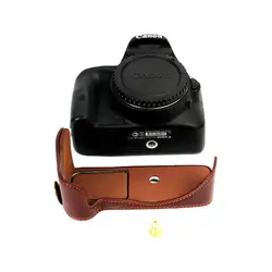 Новый роскошный Цифровые Камера половина тела сумка из натуральной кожи чехол для Canon 100D кожаный чехол Кофе коричневый, черный