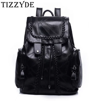 

Classic Black Backpack women 2018 new faux sheep leather Korean mosaic simple backpack school bag travel backpack ZJBX10