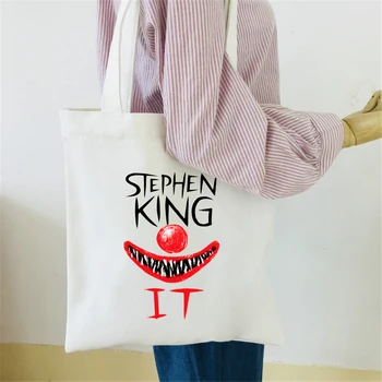 

Stephen King's It Shoulder Bag American horror movie Tote Cotton Durable Fashion Clown Shoulder Bag Shopping Eco Bag