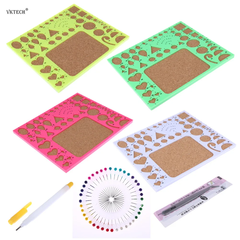 1 Set Starter DIY Tool Paper Quilling Rolling Kit Quilling Board Tweezer Pins Slotted Tools