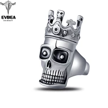 Rock Roll kpop Silver Gothic Punk Goblet Funny King Skulls Big Adjustable Rotating Bikers Rings Men’s & Boys’ Jewelry