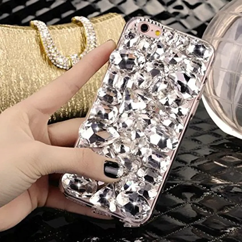 Bling Rhinestone Crystal Diamond Fox and Crown Soft Back Phone Case Cover For iPhone X 7 8 Plus 6 6s Plus 5 5S SE 5C