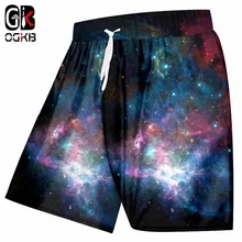 OGKB летние шорты Бермуды мужские с крутым принтом Galaxy Space 3D пляжные шорты мужские хип-хоп быстросохнущие шорты из полиэстера Homme