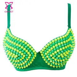 Зеленый/Желтый Смола Бусины Бразилии Бюстгальтер Push Up сексуальный Бюстгальтеры для женщин топ Нижнее Бельё для девочек Для женщин