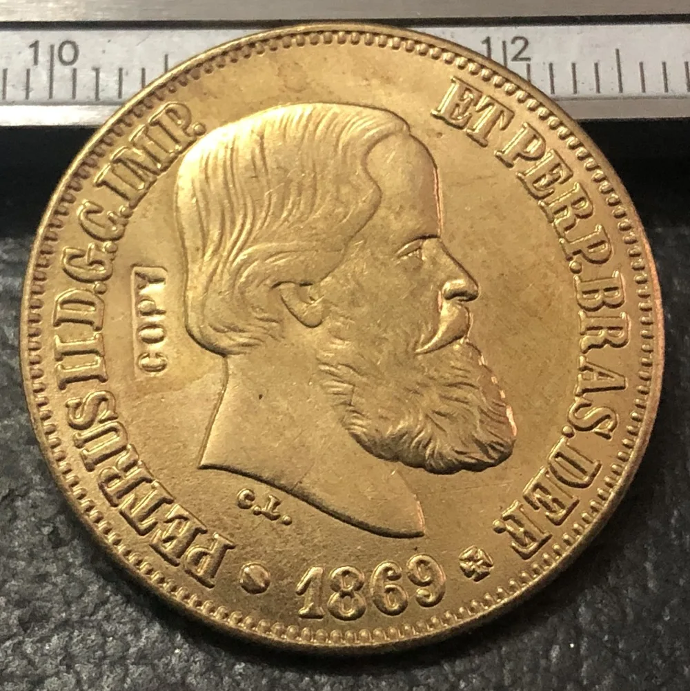 

1869 Brazil 20 Reis-Pedro II Bronze Copy Coin