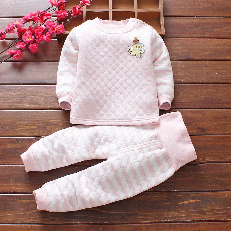 

BibiCola Winter children girls boys sleepwear clothes spring autumn warm thick shirts+pants 2pcs girls infant pajamas clothes