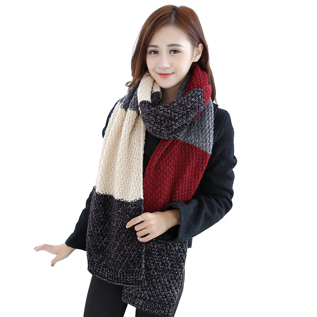 Для женщин зима теплая вязаная очень широкие и длинные шарф в различных Цвет