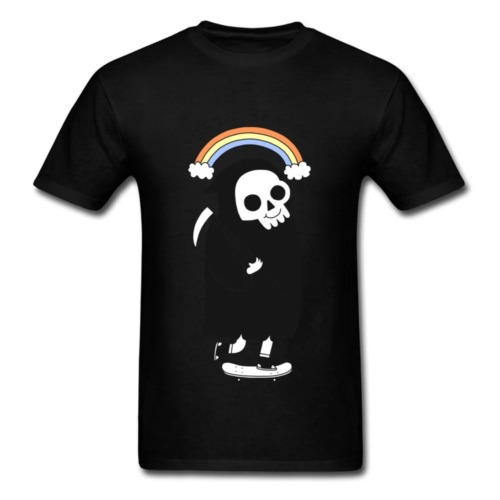 Normal Top T-shirts Creative Round Collar Grin Reaper 100% Cotton Men's Tops Tees Customized Short Sleeve Sweatshirts Grin Reaper black