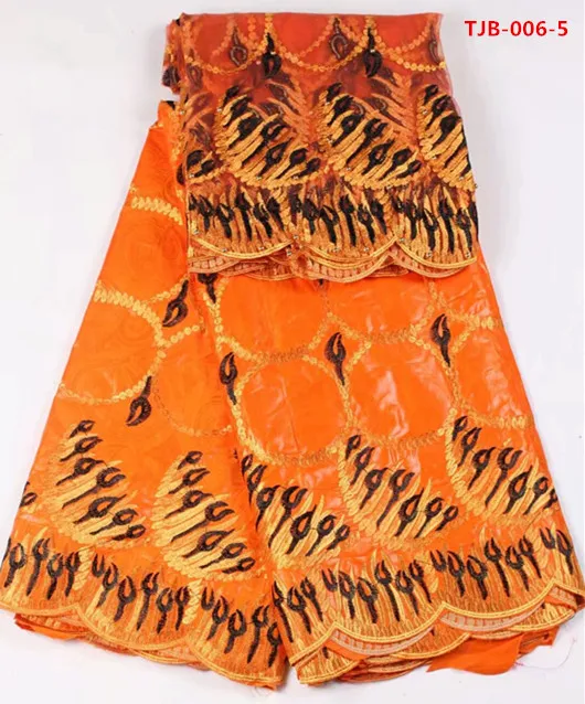 Getzner bazin fabrics in orange with black embroidery circle pattern for sewing brocade dress(June-22-2017) | Дом и сад
