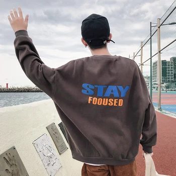 

Fashion Casual Men's Hoodie Spring And Autumn New S-2XL Printing Plus Velvet Loose Pullover Four-color Personality Youth Popular