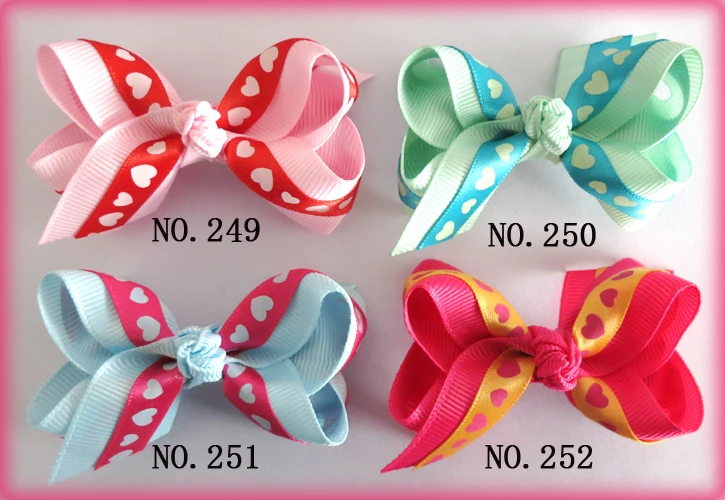 70 BLESSING Good Girl 5.5/" Double ABC Hair Bow Clip Grosgrain Ribbon Wholesale