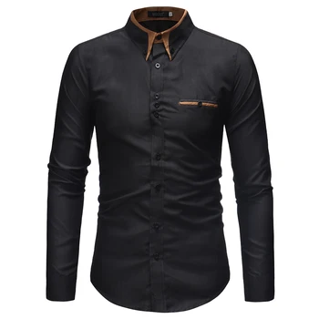 

men's shirt fashion business casual shirt men's clothes brand dress shirt high quality Solid color shirt camisa masculina