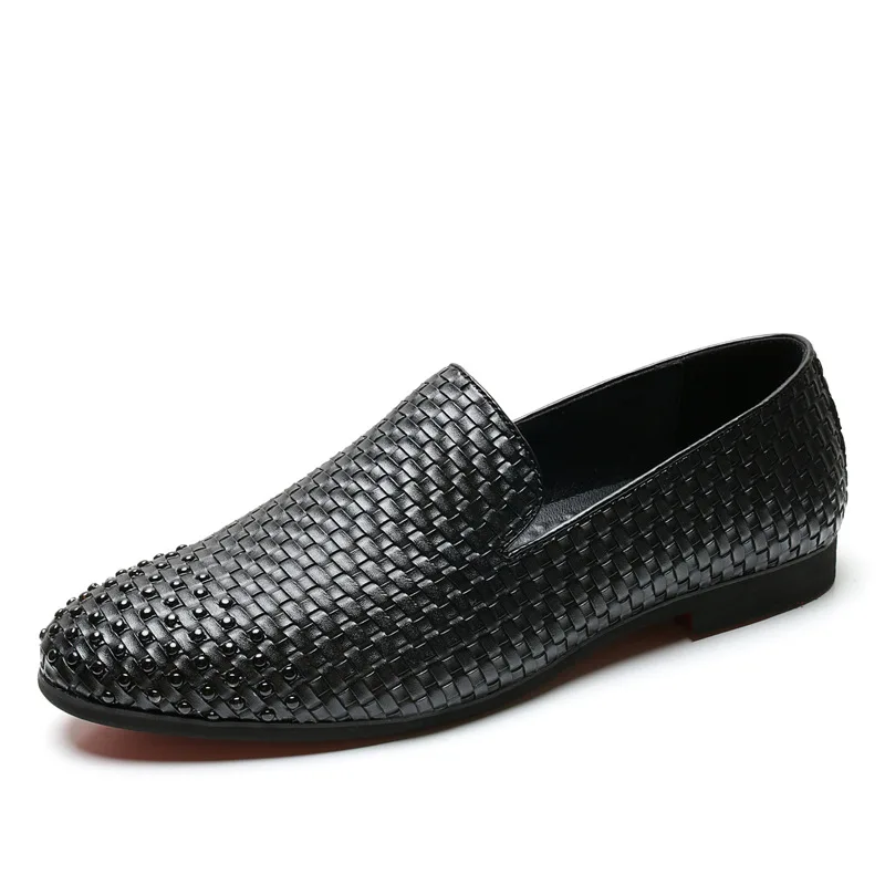 Sapatos Condução Homem Rebites Toe Mocassins 2018 Loafers Moda Marca Flats Black Casuais Suave De Homens Nova Couro P1vxzq
