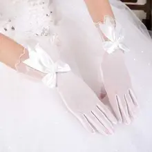 Женские свадебные Короткие наручные перчатки с оборками, многослойные, с расклешенной отделкой, рукавички пэчворк, ласточкин хвост, бант, Декор, праздничный костюм