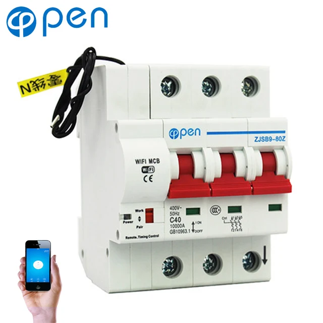

OPEN 3P 32A Remote Control Wifi Circuit Breaker/smart switch/ Intelligent automatic Recloser support alexa and google