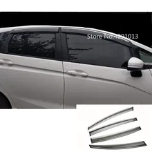 Для Honda Fit Jazz Стайлинг автомобиля стикерами пластиковые окна стекло Ветер козырек Дождь/Защита от солнца vent 4 шт