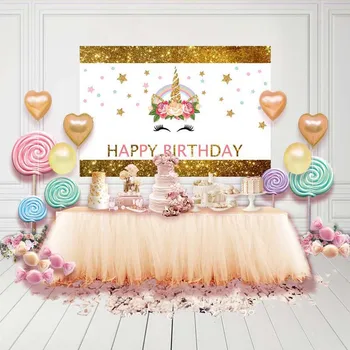 

MEHOFOTO Unicorn Backdrops Photography Baby Birthday Party Backdrop Photo Booth Backdrop for Dessert Table