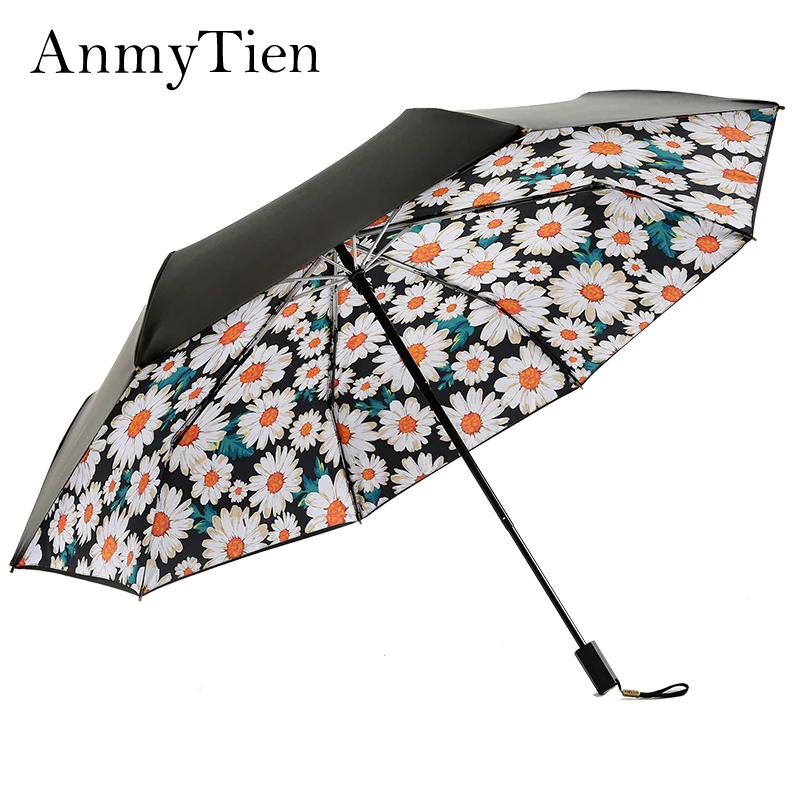 

VGOLSUN Woman Daisy Print Super Big Double Layers Manual Open 3& Super Mini 5 Folding Umbrella Strong Windproof&Waterproof
