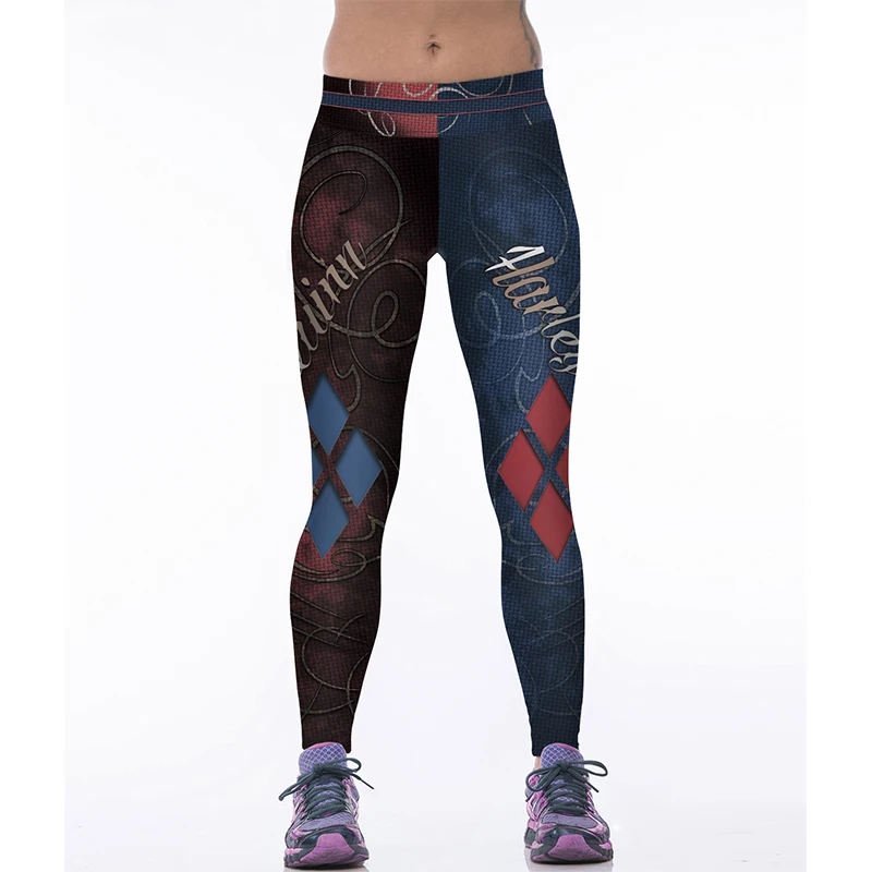 BlackArachnia Women New Fashion Harley Quinn Printed Gym Leggings Sports High Waist Yoga Leggings Hips Push Up Tights Yoga Pants