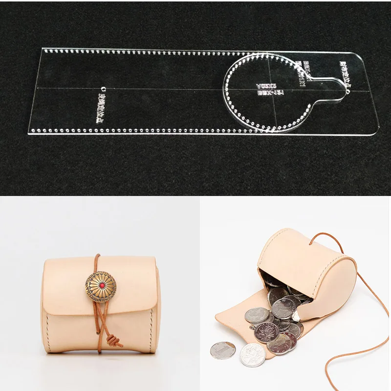 

1set DIY handmade leather cylinder zero purse coin bag lady bag acrylic durable template version sewing patterns 8x6.5X6.5cm