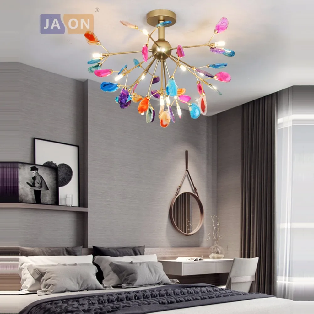 

g9 led Postmodern Iron Agate Colorized LED Lamp.LED Light.Ceiling Lights.LED Ceiling Light. Ceiling Lamp For Dinning Room