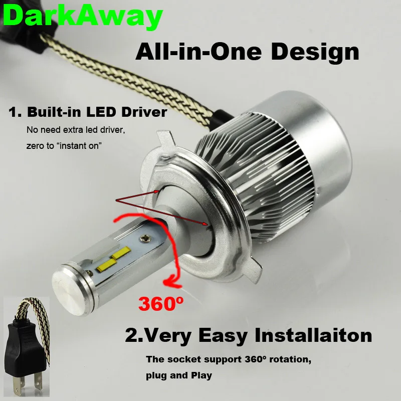 H4 LED Car Headlight LH-C6F-H4-4 DarkAway