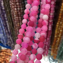 GHRQX 6 мм 8 мм 10 мм естественное выветривание каменных бусин для самостоятельного изготовления ювелирных изделий браслет ожерелье - Цвет: Розовый