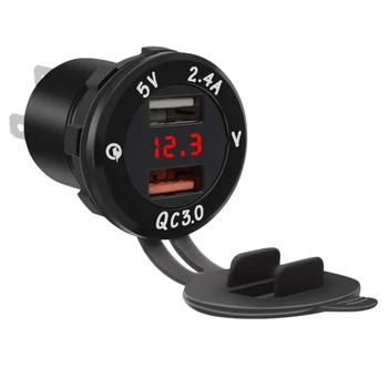 

Colaxi Car DC Aluminum Dual Port USB QC3.0 Quick Charge with LED Display