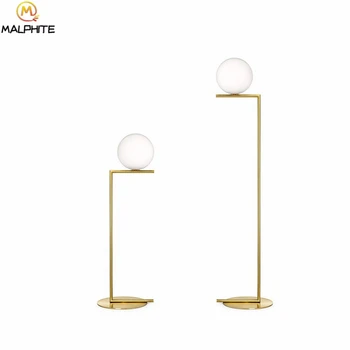 

Post Modern Led Floor Lamps Nordic luster White glass staande lamp Living Room bedside Gold deco lighting fixtures standing lamp