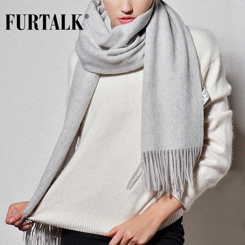 FURTALK 100% Lamb Wool Scarf for Women Wool Pashmina Bandana Winter Spring Long Women Scarf Shawls Female FURTALK 100% Lamb Wool Scarf for Women Wool Pashmina Bandana Winter Spring Long Women Scarf Shawls Female