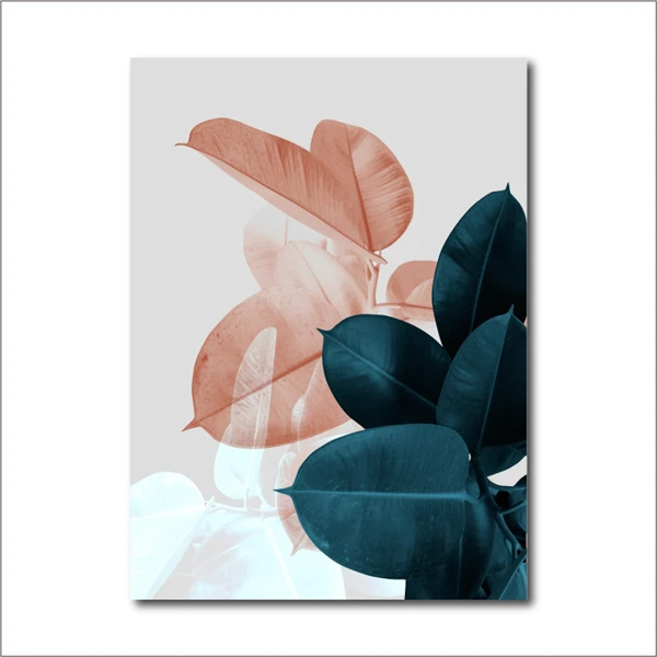 Современный растительный плакат Черный Синий Розовый Серый тропические листья холст Художественная печать, Картина Настенная для гостиной тропический Настенный декор - Цвет: FBH050