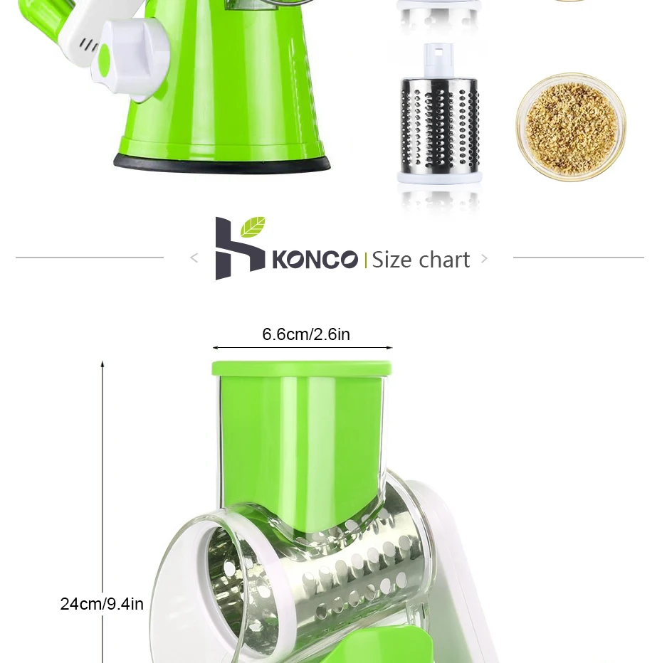 KONCO руководство овощерезка машина, Спираль Картофель Жульен мандолина измельчитель для сыра, моркови, кухонные гаджеты