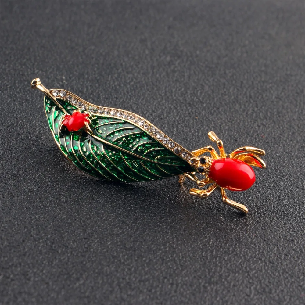AMOURJOUX Fashion Enamel Red Ladybird Brooches Pin For Women And Men