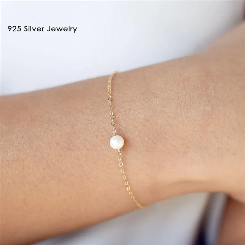 

925 Sterling Silver Bracelets For Women Freshwater Pearls Adjustable Charm Bracelet Fine Jewelry Classic Design Bangles Bijoux