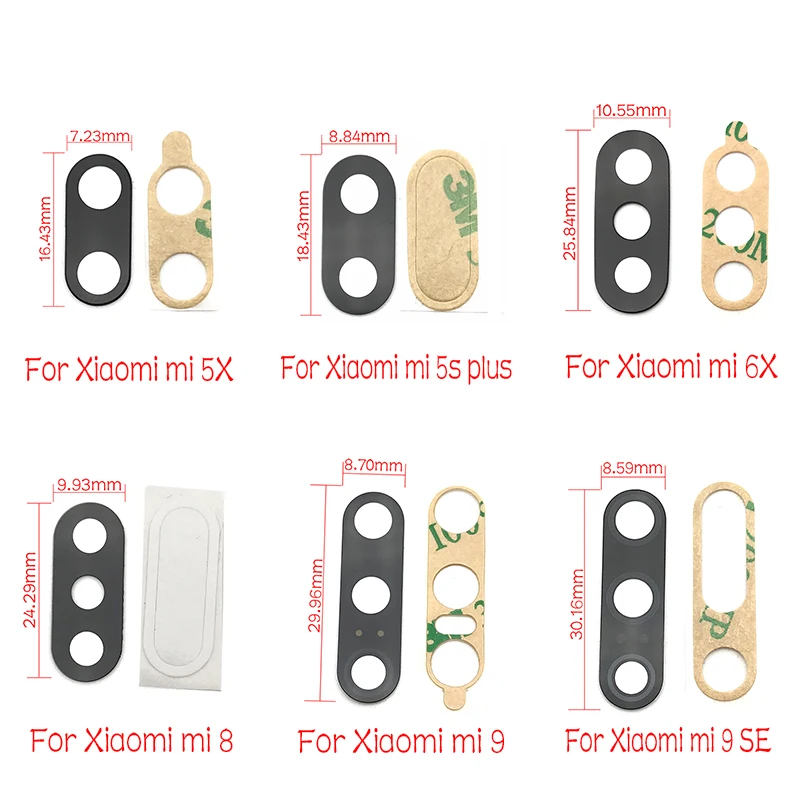 

For Xiaomi Mi 9 8 lite Se A1 5X A2 6X 6 5 5S Plus Rear Camera Glass Lens with Glue Replacement Parts
