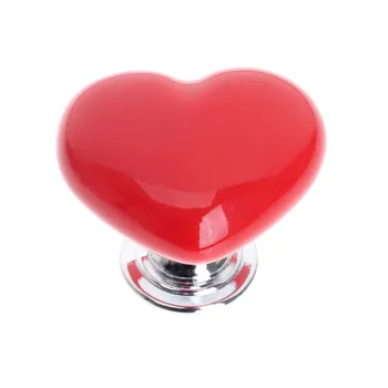 1Pc Cute Heart Shape Kitchen Furniture Handles and Knobs Ceramic Door Knob Cabinet Cupboard Drawer Pull Knobs Furniture Fittings