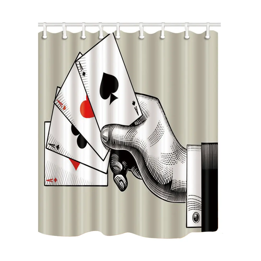 Play Poker Comic Shower Curtains High Quality Bath Screen Home Decor Polyester Fabric Washable Waterproof Mildewproof with Hooks | Дом и сад