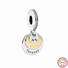 You& Me Forever подвеска, очаровательные бусины для женщин, изготовление ювелирных изделий из стерлингового серебра 925 пробы и 14ct золота DIY Fit PANDORA, подвески FL449K