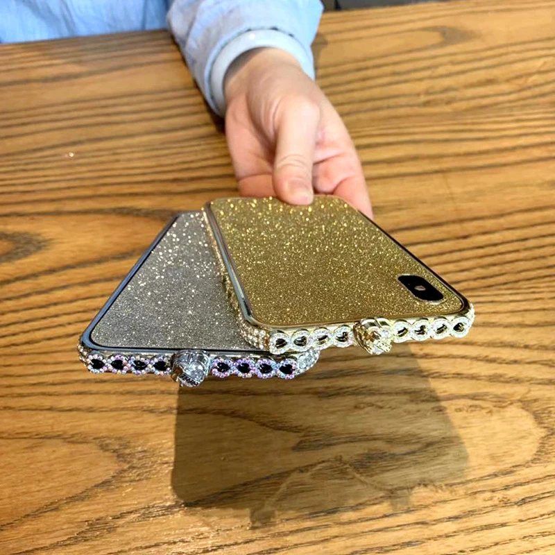 for iphone X XS Rhinestone Bumper Case Hybrid Cover for iphone 6 6s 8 7 plus for Apple Glitter Metal Diamond Bumper Frame Case  (1)