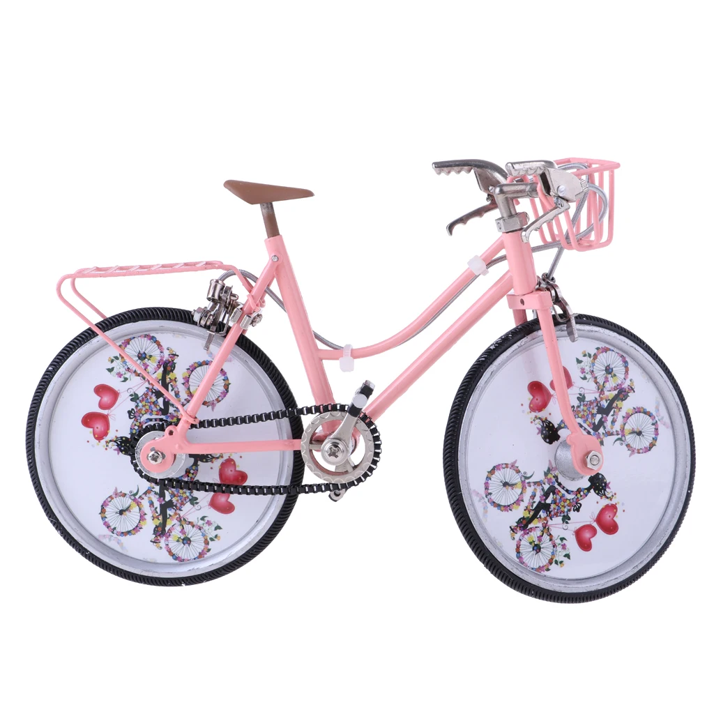 

1/10 Alloy Bicycle Bike Handcrafts Accessories for Dolls House Room Garden Life Scenes Decoration Display Pink
